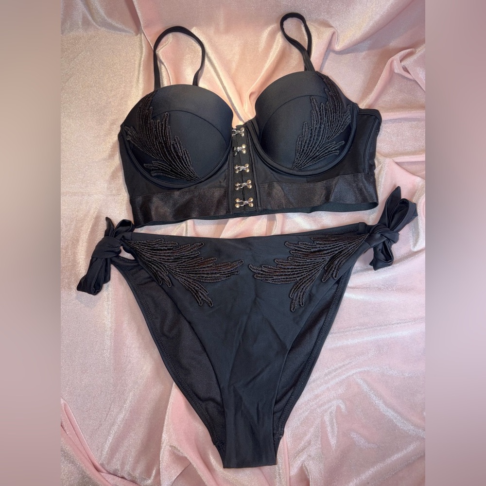 River Island Black Resort Wear Bikini - Top US 6 - Bottoms US 8